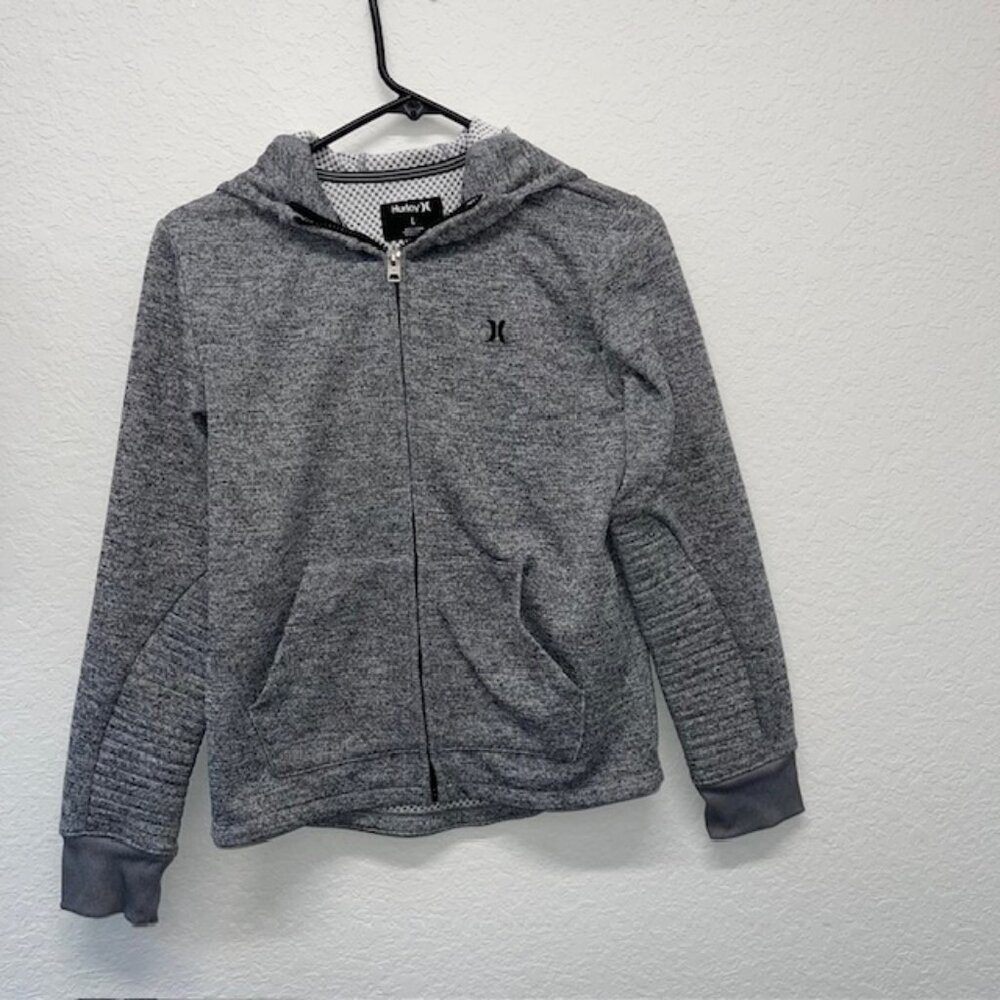 Hurley Nike Therma-Fit Hoodie Full Zip Heather Gray Youth Boys Small Large